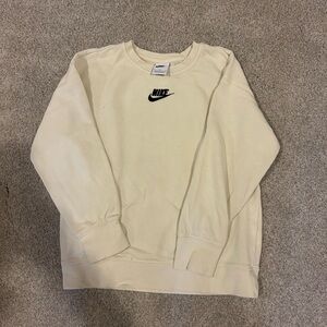 Nike Kids Cream Sweatshirt with Black Logo size M